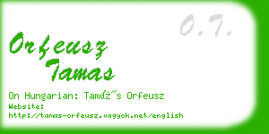 orfeusz tamas business card